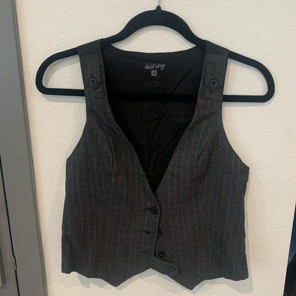 Kill City Gray and Blue Pinstripe Vest - Picture 1 of 3